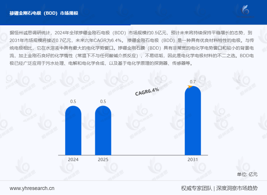 掺硼金刚石电极（BDD）产业链分析：前五大厂商占据了全球市场约63%的份额