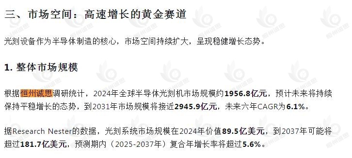 10月14日恒州诚思（YHresearch）发布的半导体光刻机市场报告被微信公众号：星光漫谈庵 引用
